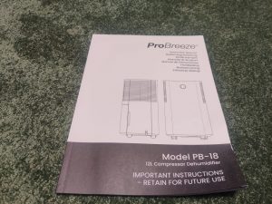 Pro Breeze PB-18 Luftentfeuchter Bedienungsanleitung