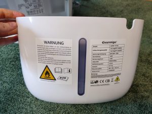 Greenmigo Alpha-12 Plus Luftentfeuchter Wassertank von vorne