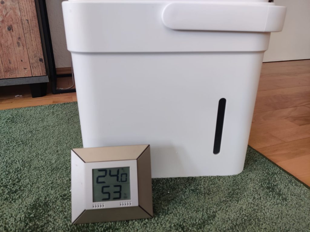 Midea Cube 20 Luftentfeuchter Luftfeuchtigkeit am Schluss