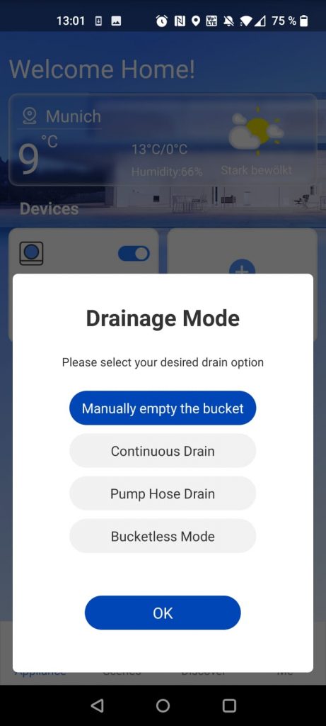 Midea Cube 20 Luftentfeuchter App-Übersicht 2
