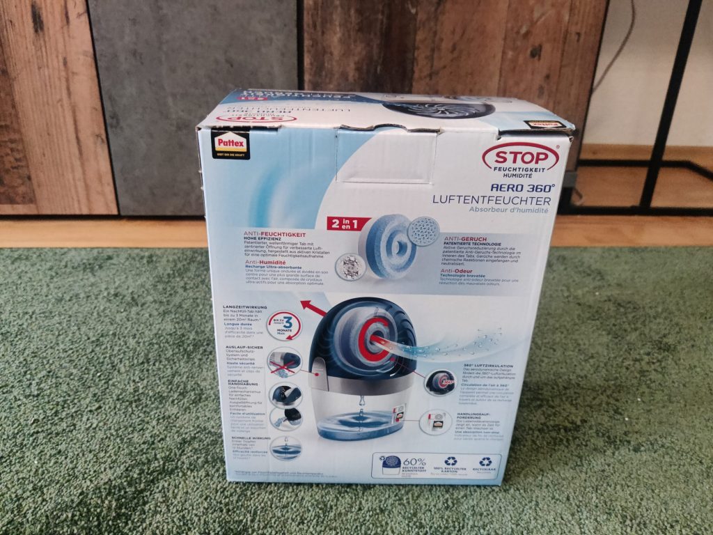 Pattex Aero 360º Luftentfeuchter Verpackung von hinten