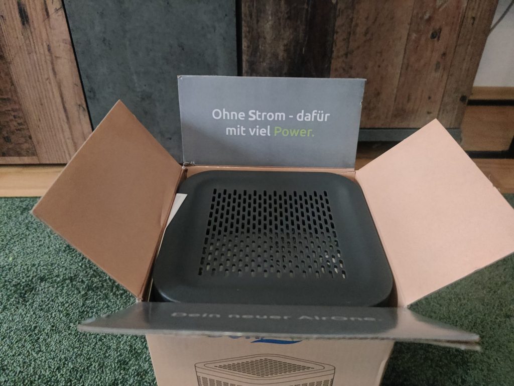BonAura® AirOne Luftentfeuchter Verpackung von oben 2