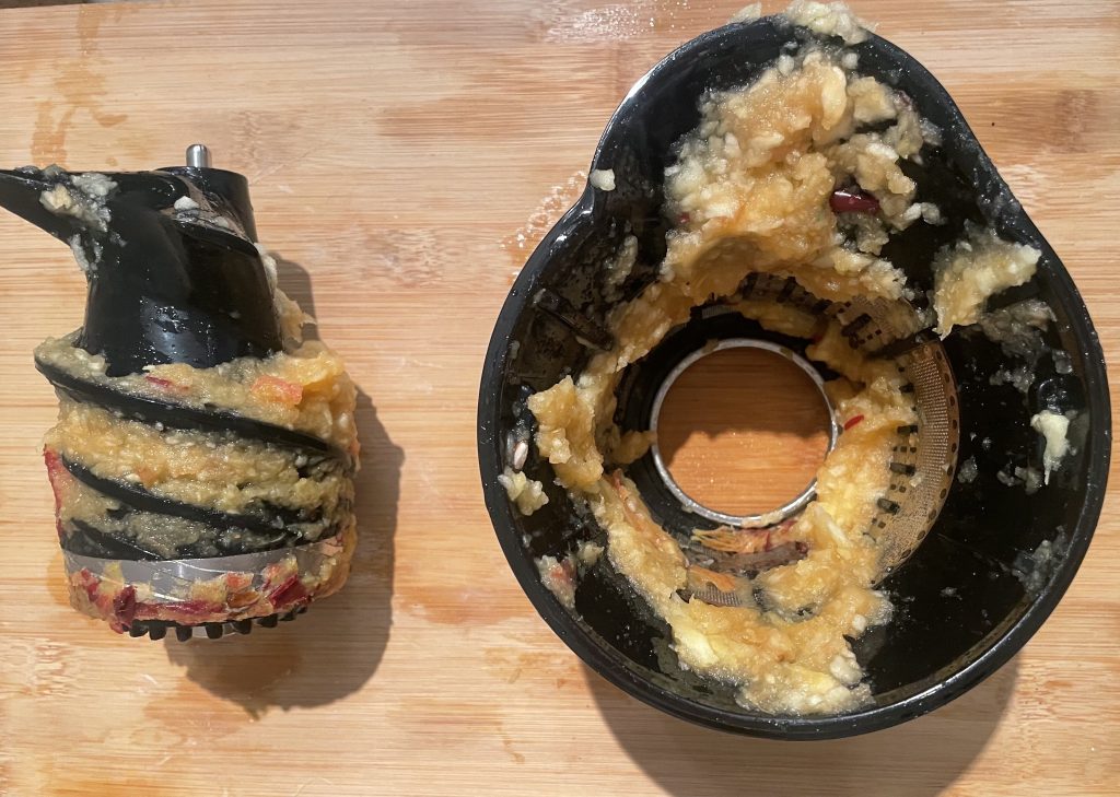 nutribullet NBJ500 Slow-Juicer nach dem Entsaften von Äpfeln