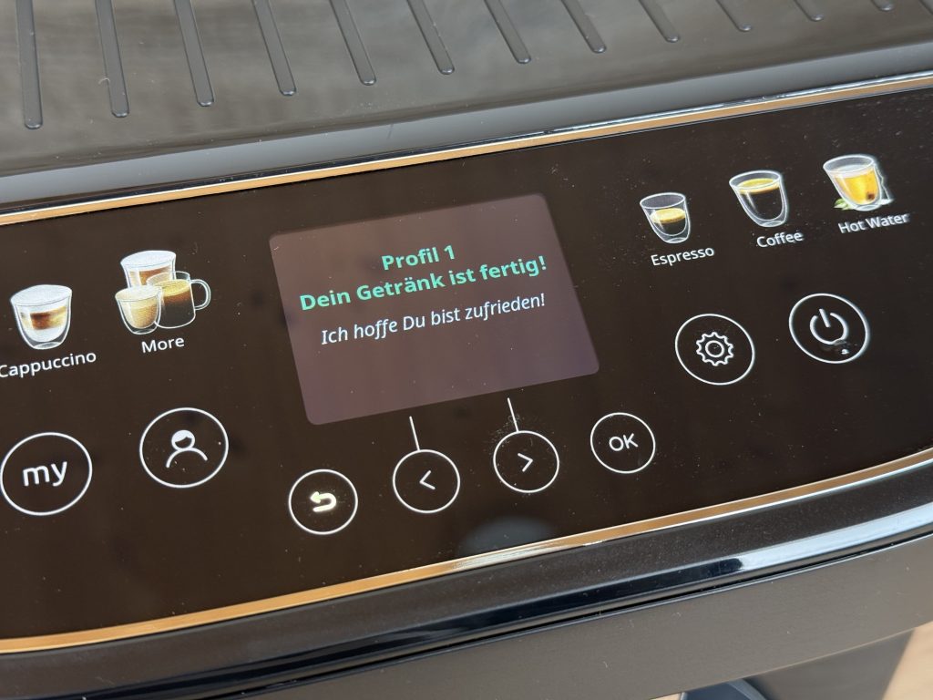 De'Longhi Magnifica Evo Next ECAM 310.60.B Kaffeevollautomat Text nach dem Abfüllen