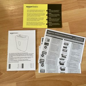 Amazon Basics Aktenvernichter Anleitungen