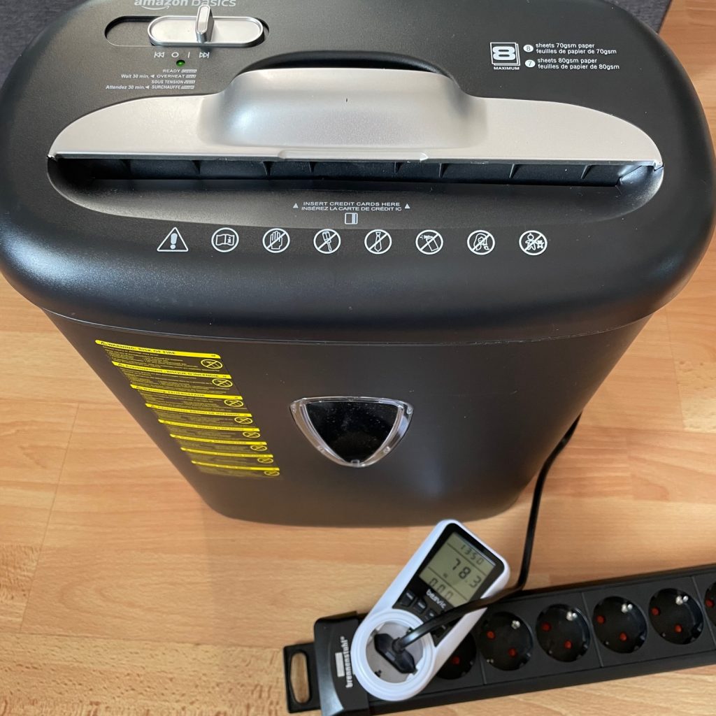 Amazon Basics Aktenvernichter Stromverbrauch Leerlauf