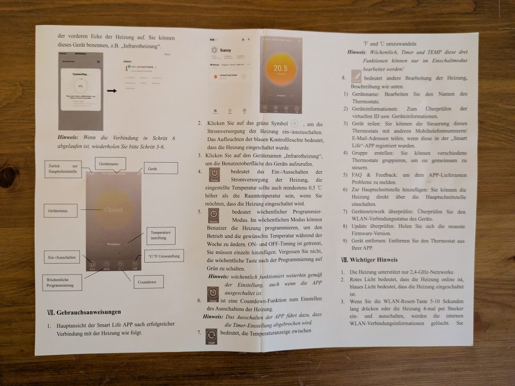 Anleitung der Beycold 900 Infrarotheizung (4)