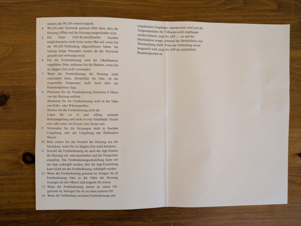 Anleitung der Beycold 900 Infrarotheizung (5)