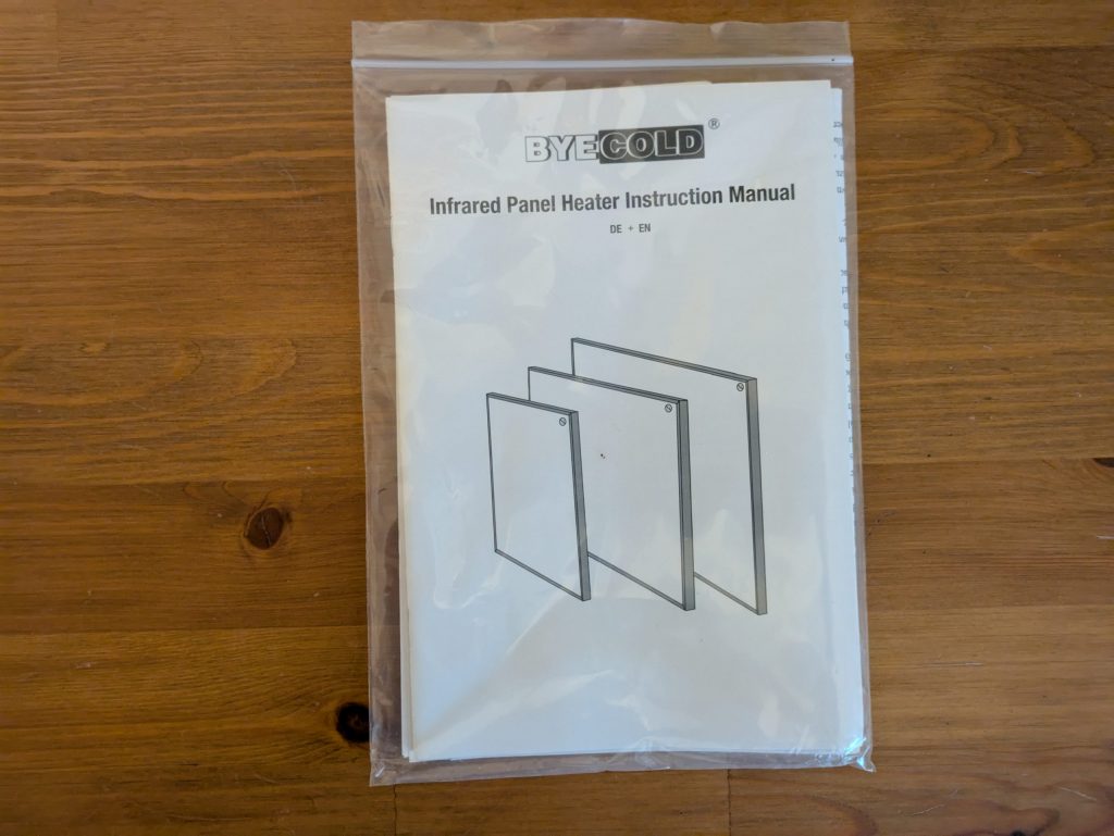 Anleitung der Beycold 900 Infrarotheizung verpackt