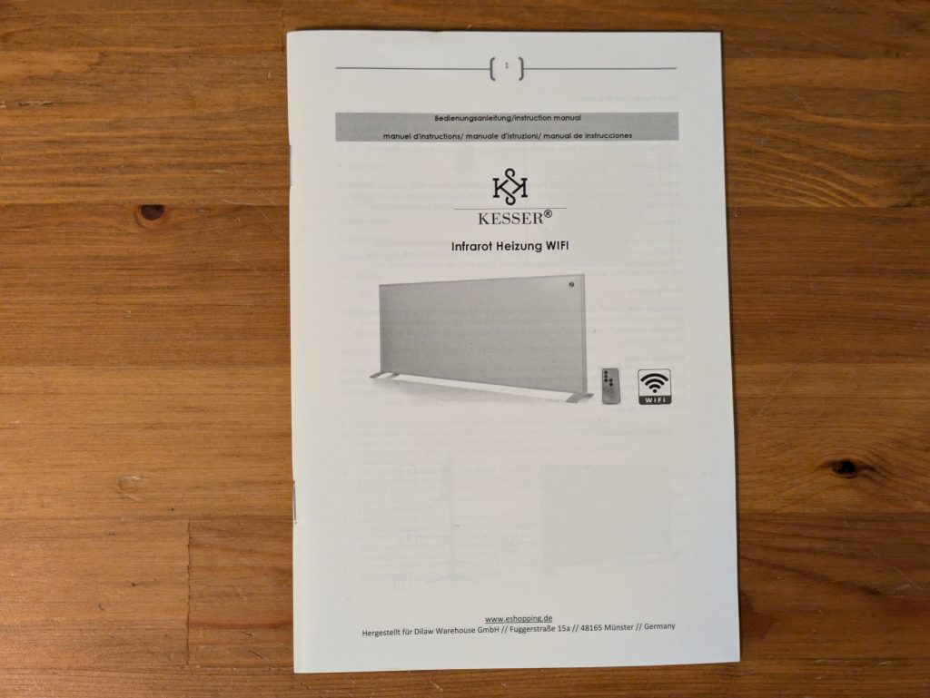 Anleitung der Kesser 350W Infrarotheizung