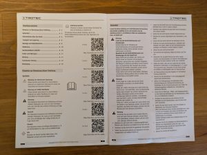 Anleitung der TROTEC TIH 500 S Infrarotheizung geöffnet