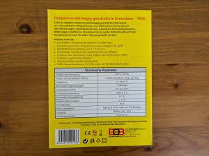 Anleitung des Thermostats TS20 der eVARMO suna basic Infrarotheizung von hinten