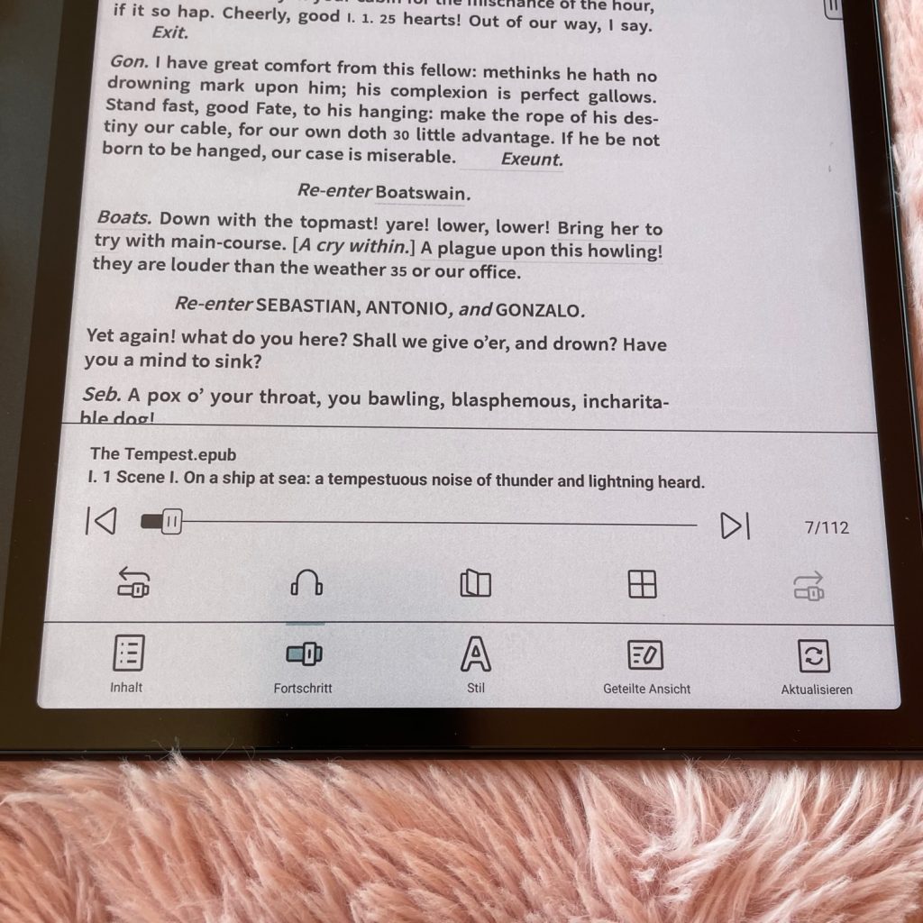BOOX Note Air4 C eBook-Reader Einstellung Schriftbild