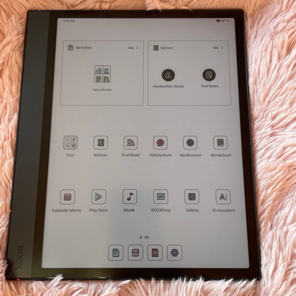 BOOX Note Air4 C eBook-Reader Menü