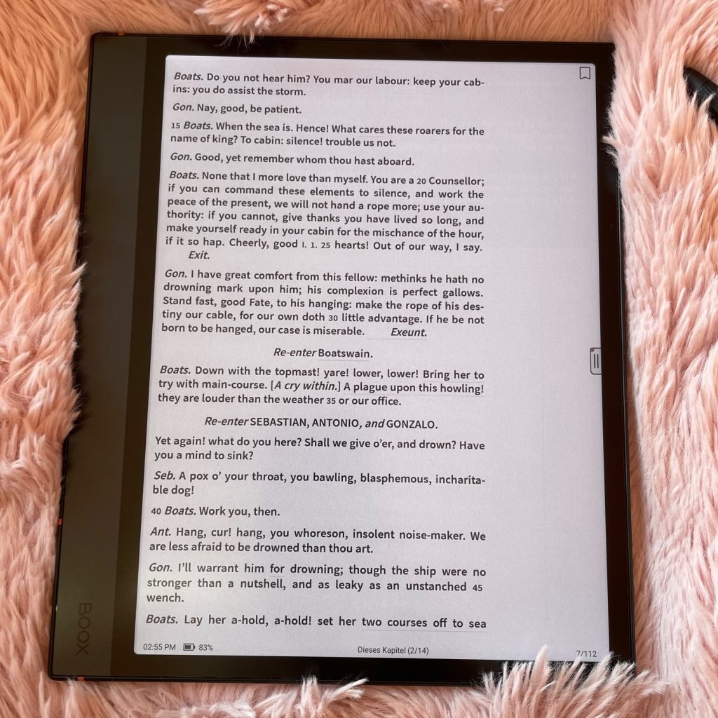 BOOX Note Air4 C eBook-Reader Schriftbild