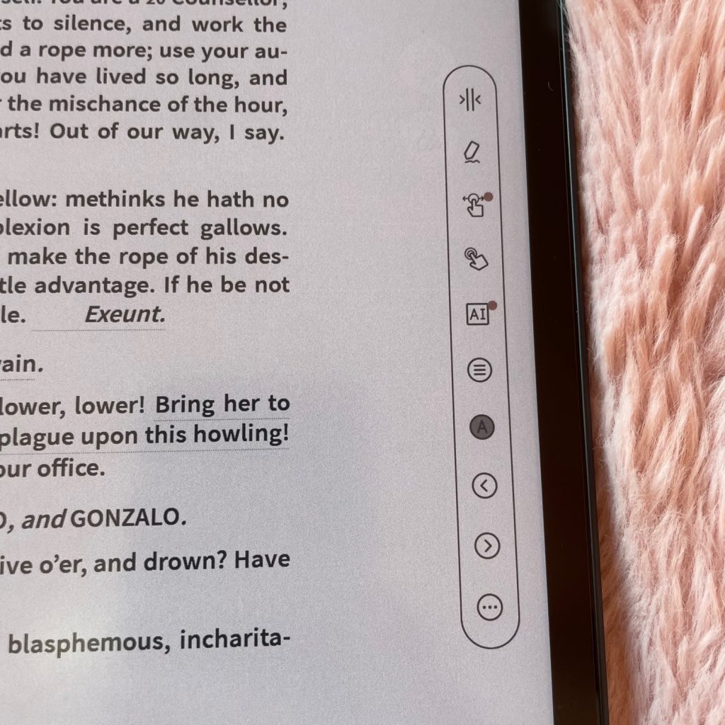 BOOX Note Air4 C eBook-Reader Seitenmenü