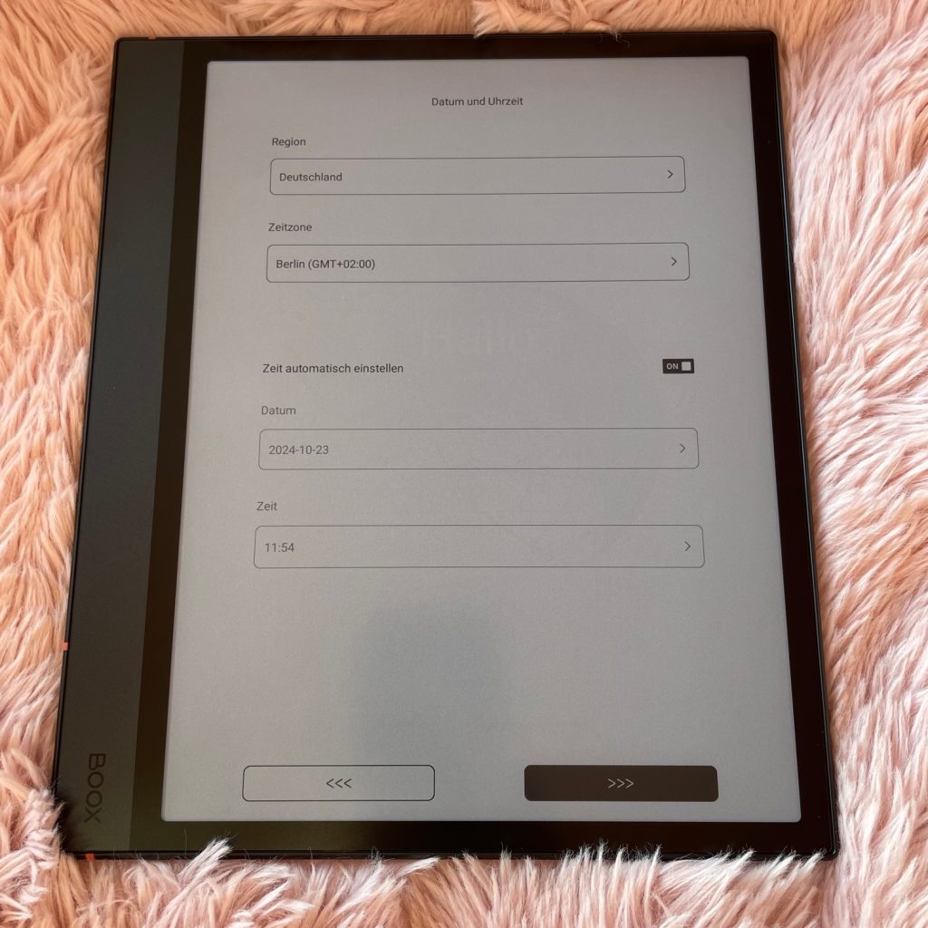 BOOX Note Air4 C eBook-Reader Zeiteinstellung