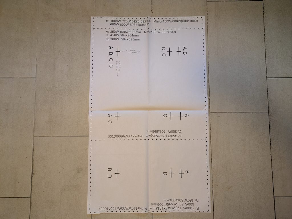 Bohrschablone der Könighaus M-1000 LED Infrarotheizung