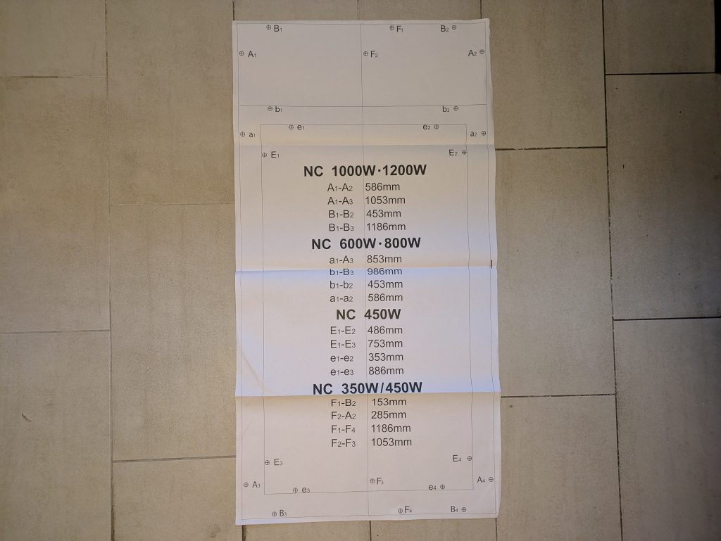 Bohrschablone der Könighaus P1000 Infrarotheizung