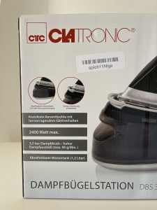 Clatronic® DBS 3749 Dampfbügelstation Produktinformationen auf dem Karton