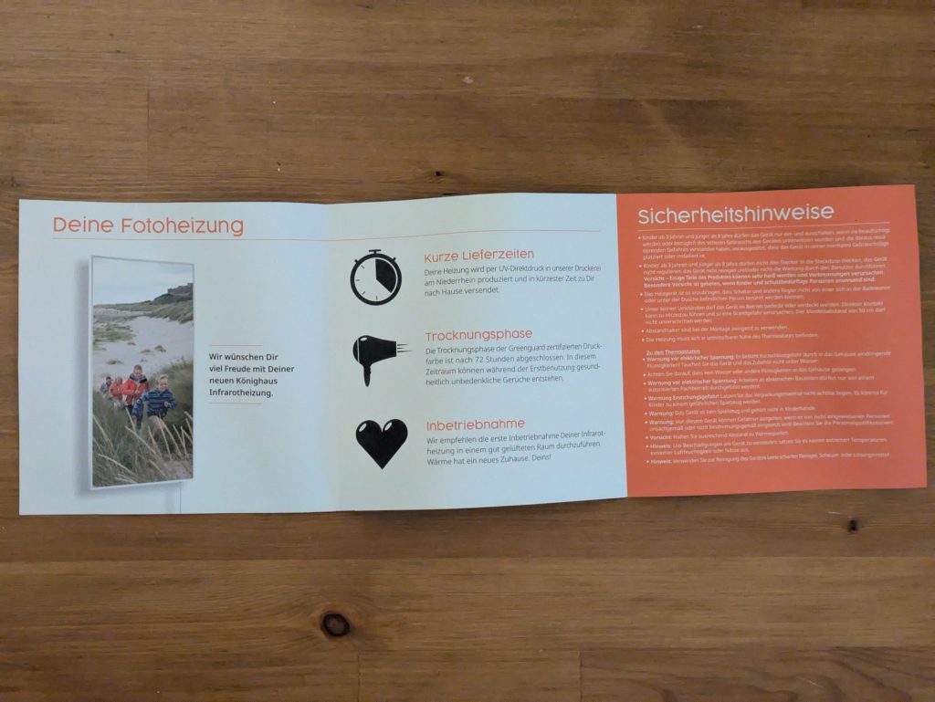 Hinweise zur Könighaus Panorama Infrarotheizung (2)