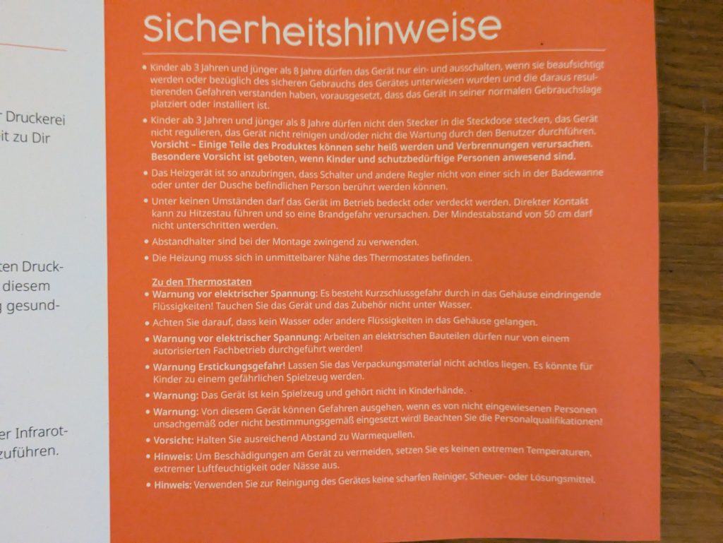 Hinweise zur Könighaus Panorama Infrarotheizung (4)
