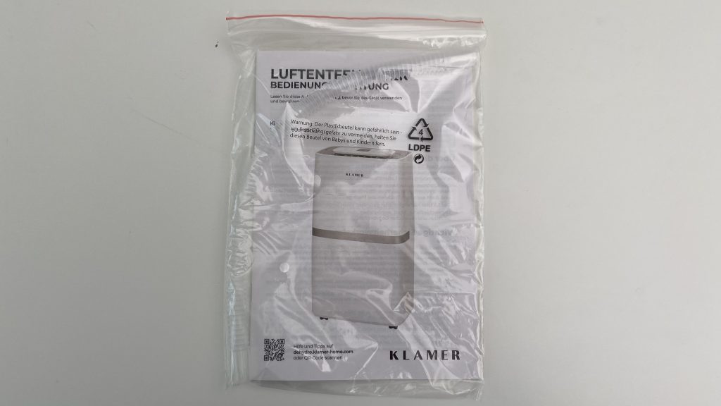 Klamer Luftentfeuchter 20 Bedienungsanleitung