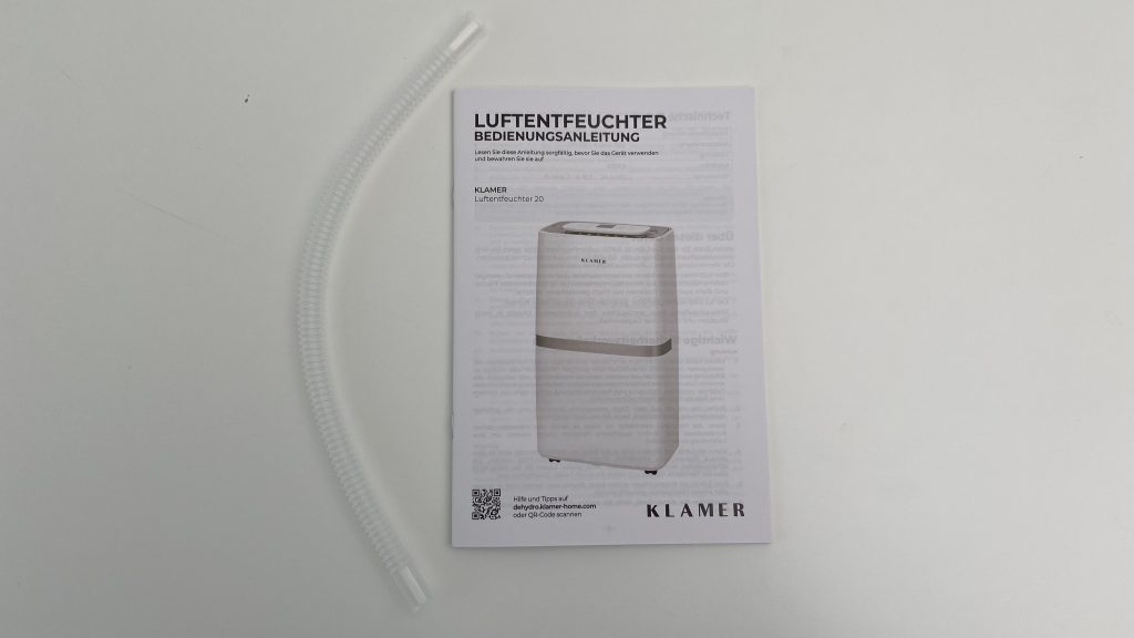 Klamer Luftentfeuchter 20 Bedienungsanleitung und Schlauch