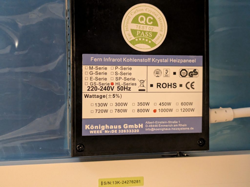 Könighaus M-1000 LED Infrarotheizung Details