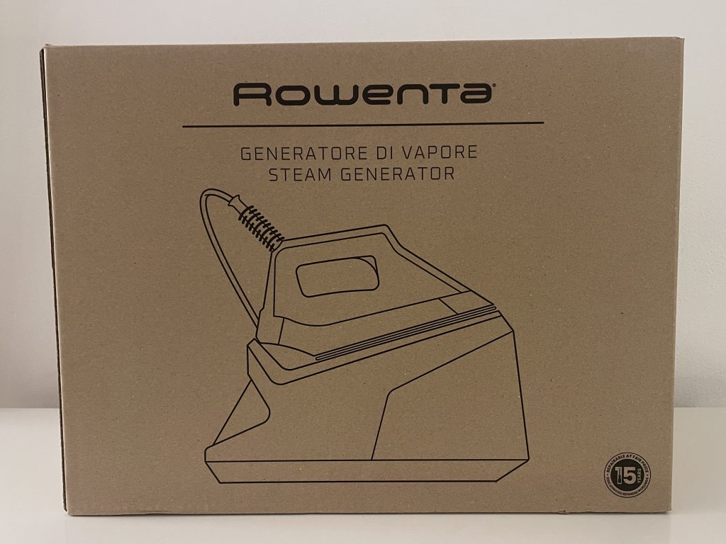 Rowenta Eco Steam Pro DG9610 Dampfbügelstation im Karton von vorne