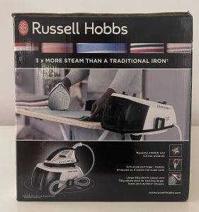 Russell Hobbs 24420-56 Dampfbügelstation im Karton von der rechten Seite