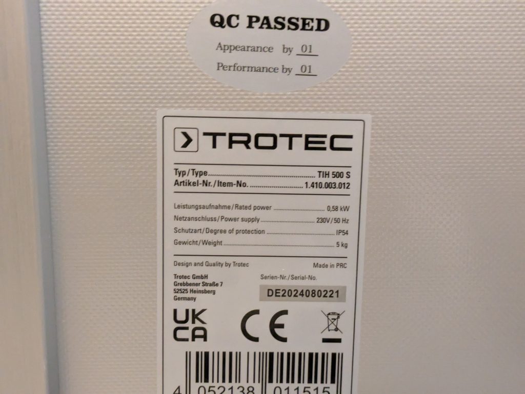 TROTEC TIH 500 S Infrarotheizung Details