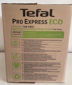 Tefal Pro Express Eco GV9E21E0 Dampfbügelstation im Karton von der rechten Seite