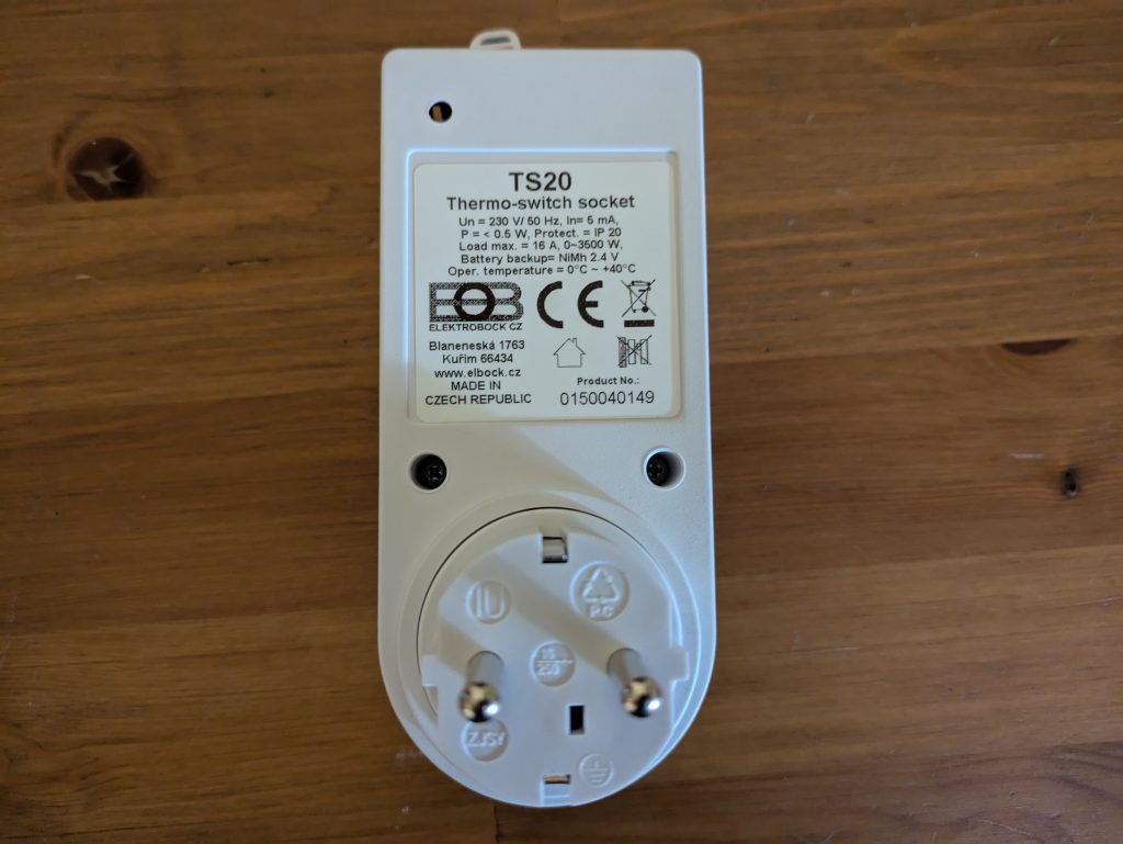 Thermostat TS20 der eVARMO suna basic Infrarotheizung von hinten