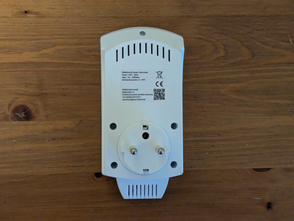 Thermostat der Könighaus P1000 Infrarotheizung von hinten