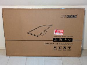 Verpackung der Beycold 900 Infrarotheizung von vorne