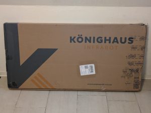 Verpackung der Könighaus P1000 Infrarotheizung von vorne