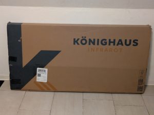 Verpackung der Könighaus Panorama Infrarotheizung von vorne