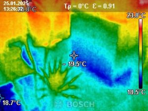 Wärmbild der eVARMO suna basic Infrarotheizung vorher