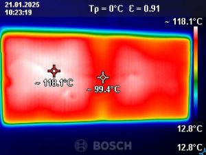 Wärmebild der Heidenfeld HF-HP 100-3 Infrarotheizung nach 5 Minuten
