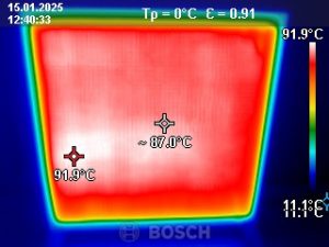 Wärmebild der Kesser 350W Infrarotheizung nach 30 Minuten