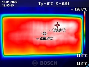 Wärmebild der Könighaus M-1000 LED Infrarotheizung nach 5 Minuten