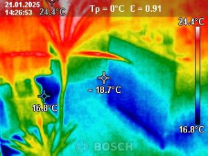 Wärmebild der Könighaus P1000 Infrarotheizung nachher
