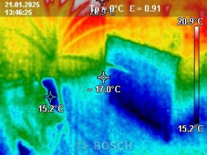 Wärmebild der Könighaus P1000 Infrarotheizung vorher