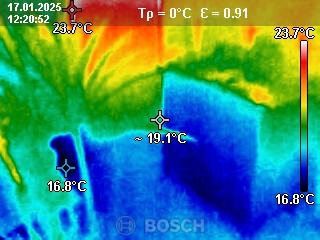 Wärmebild der TROTEC TIH 500 S Infrarotheizung vorher