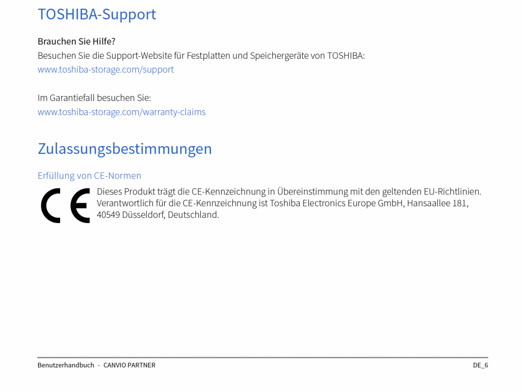 Toshiba Canvio Partner ‎HDTB510EK3AB externe Festplatte Bedienungsanleitung