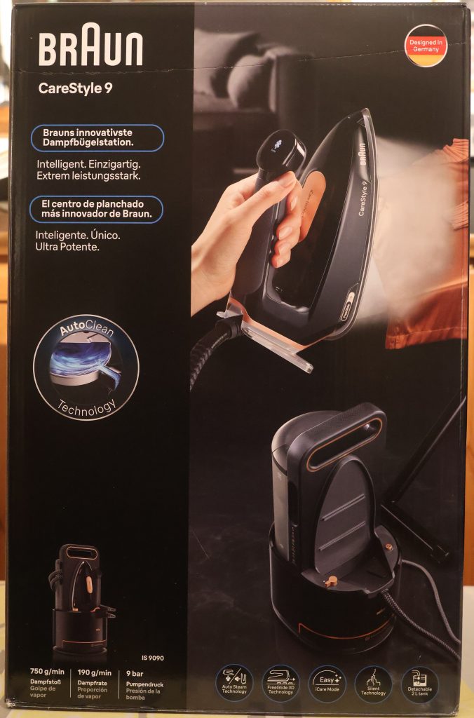 Braun CareStyle 9 IS 9090 Dampfbügelstation Karton vorne