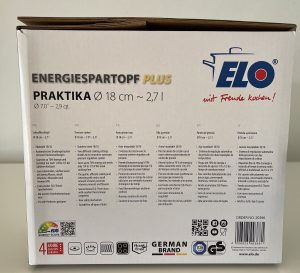 ELO Praktika XS Schnellkochtopf im Karton von der rechten Seite