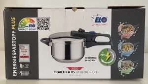 ELO Praktika XS Schnellkochtopf im Karton von vorne