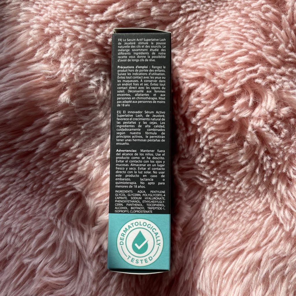 Jeuxloré Superlative Lash Wimpernserum Verpackung seitlich